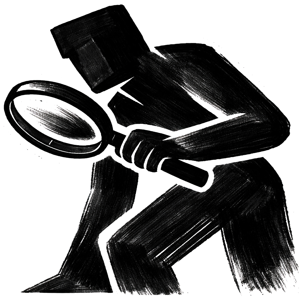 Explorer with magnifying glass